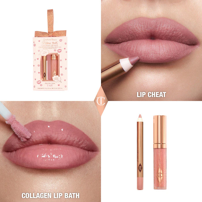 Mini Glossy Pink Lip Gloss + Lip Liner Set - Charlotte Tilbury / Set de labios gloss + lapiz