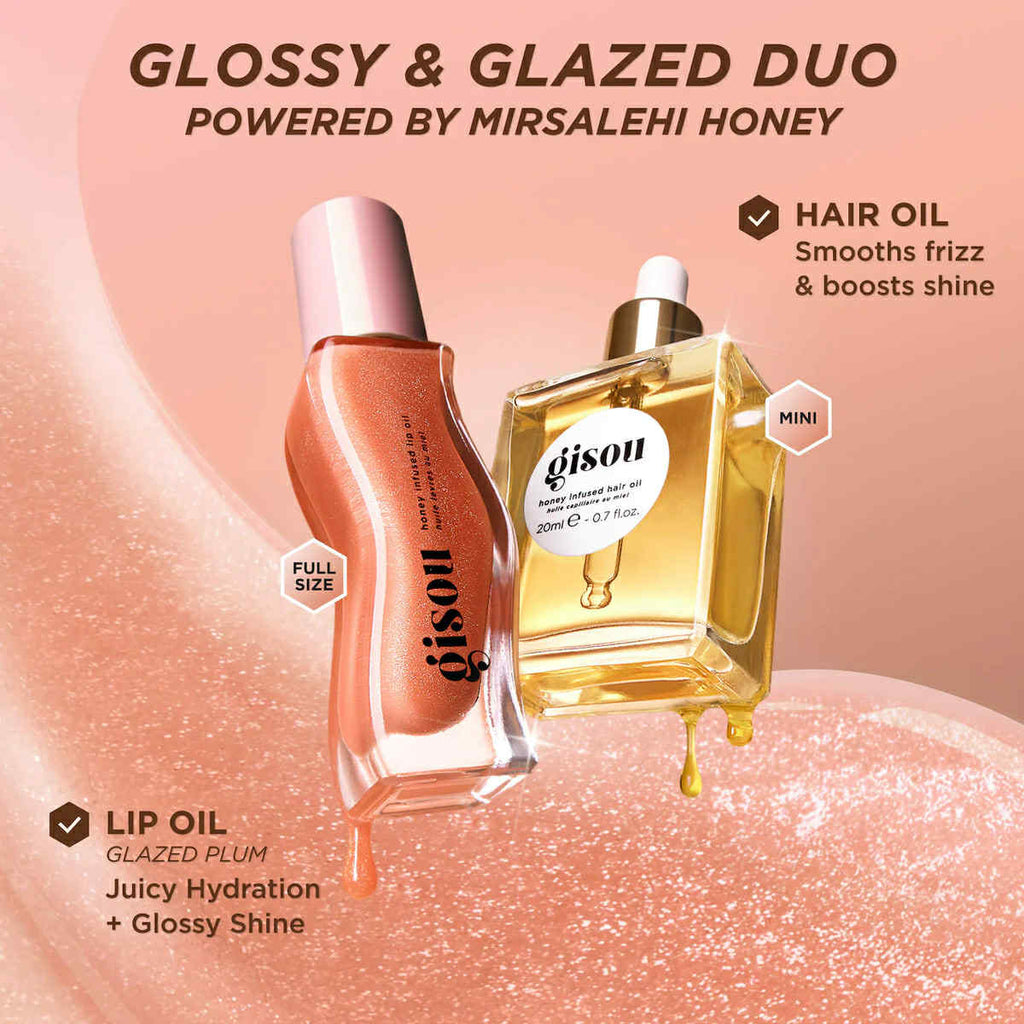 Glossy & Glazed Hair & Lip Oil Gift Set - Gisou / Set 2 pzas cabello y labios